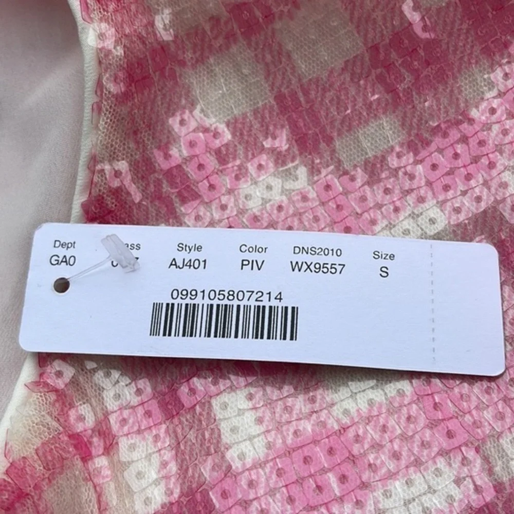 NWT J.Crew Pink Gingham Sequin Top size small